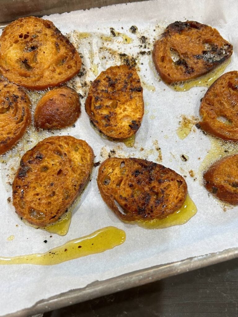 bake bread slices until brown and crisp