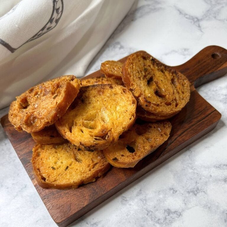 crusty crispy bread slices lightly seasoned