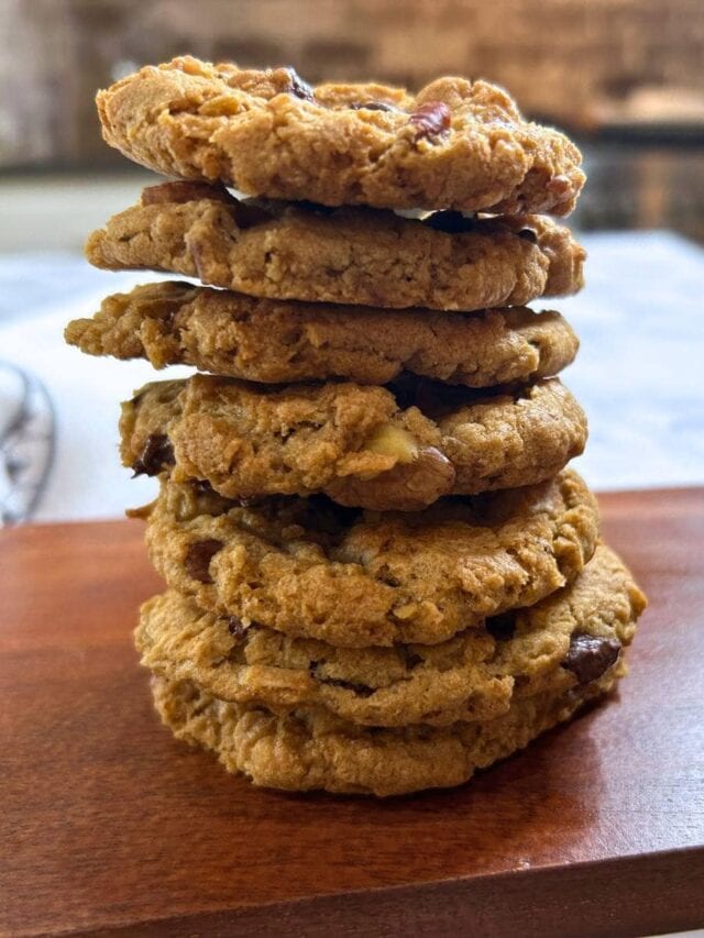 stack of ranger or cowboy cookies ready to eat