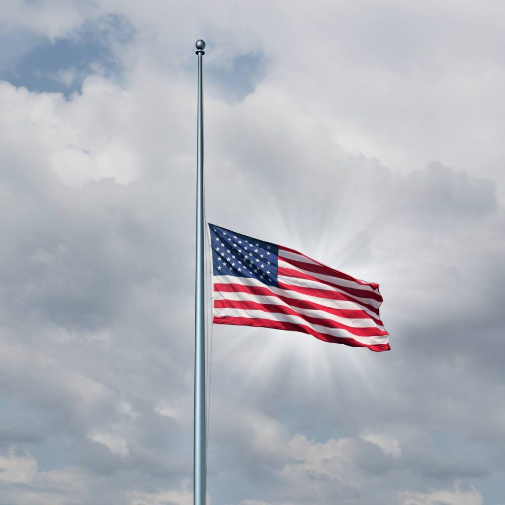 USA flag at half staff