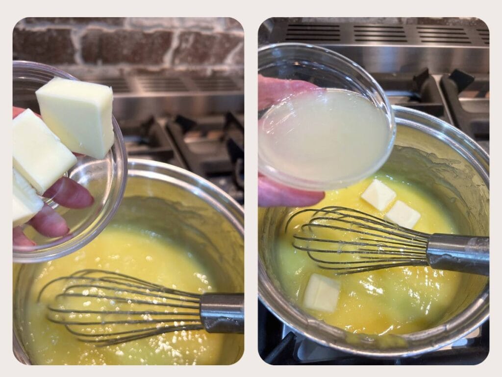 add butter and lemon juice to lemon pie filling