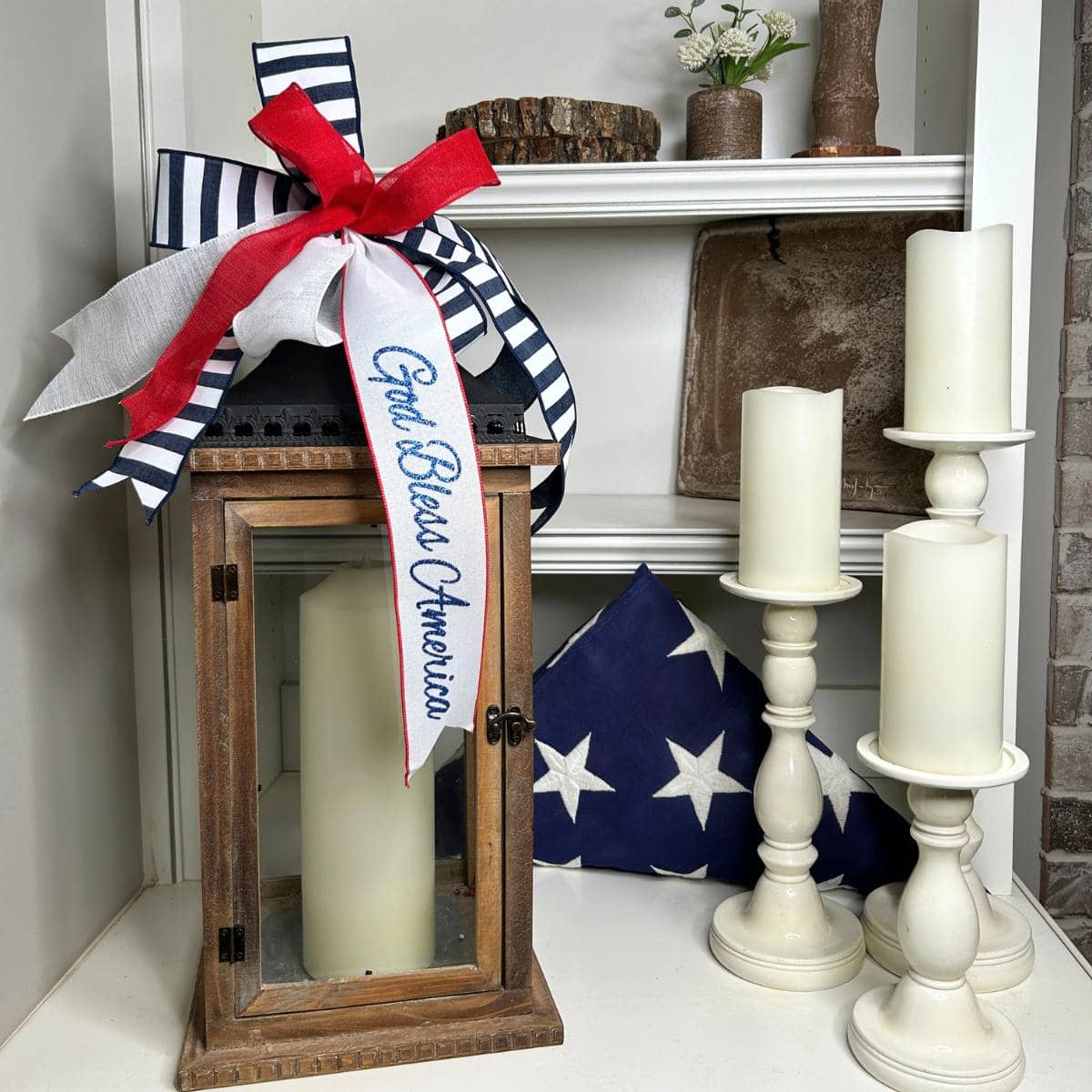 how to make a patriotic bow for a lantern topper tutorial