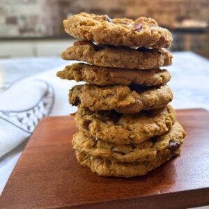 stack of ranger or cowboy cookies ready to eat