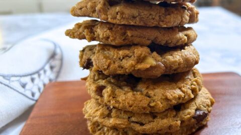 stack of ranger or cowboy cookies ready to eat