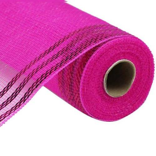 deco mesh in hot pink with foil striper border edge