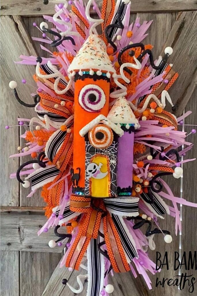 whimsical Halloween wreath created by Ba Bam Wreaths