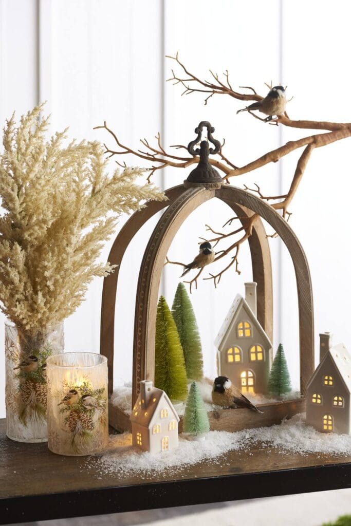 holiday or winter lantern decor