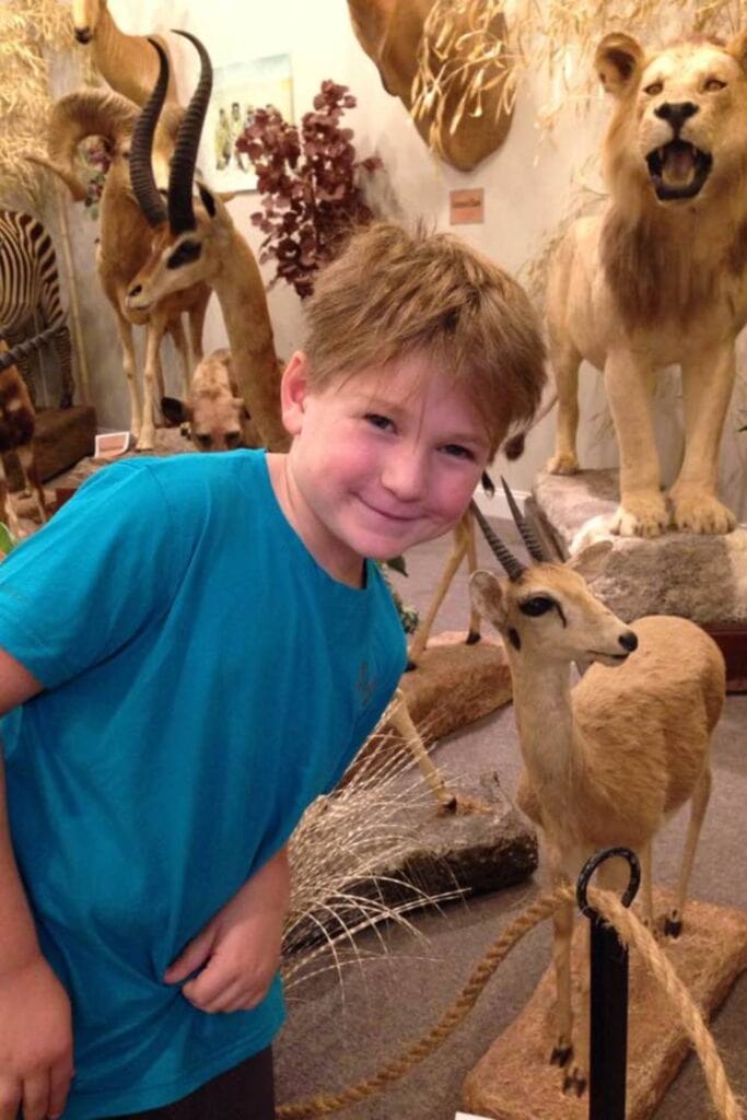 matt at the union country heritage museum in the animal room