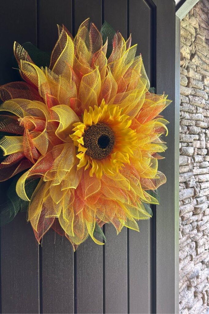 mixed sunflower deco mesh wreath