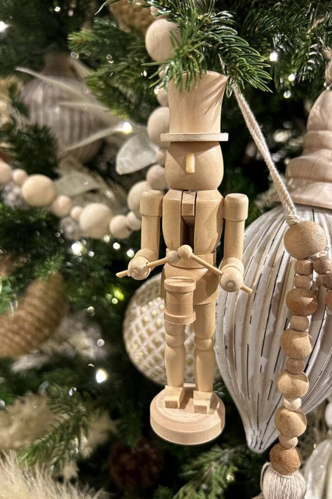 natural wood nutcracker ornament from raz