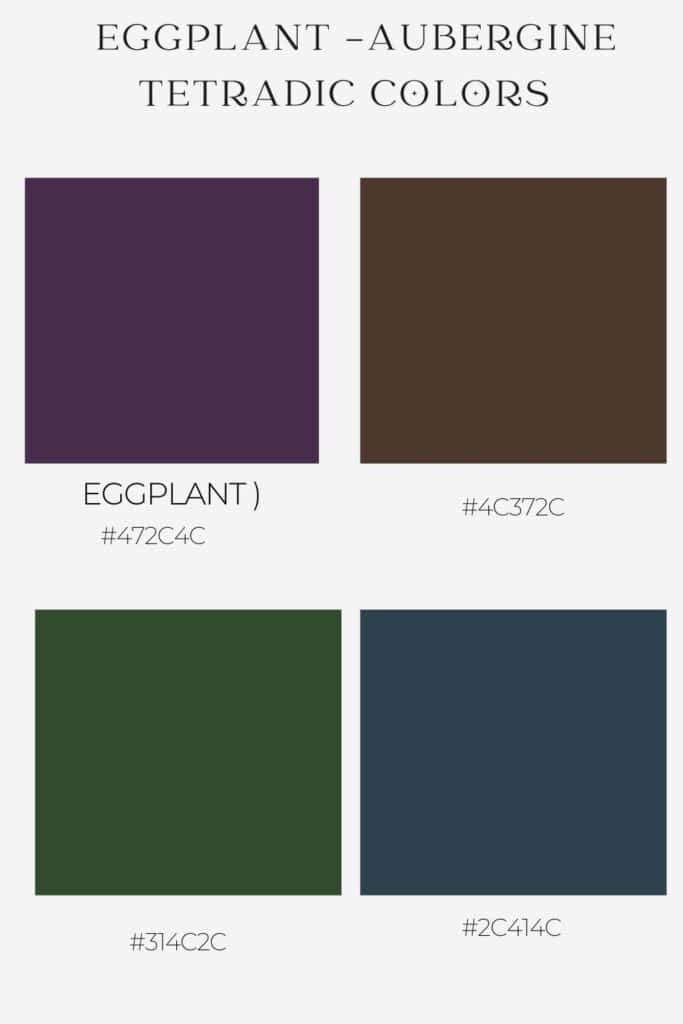 tetradic colors for eggplant, purple or aubergine