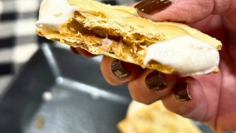 smores made with saltines, peanut butter and marshmallows, no chocolate