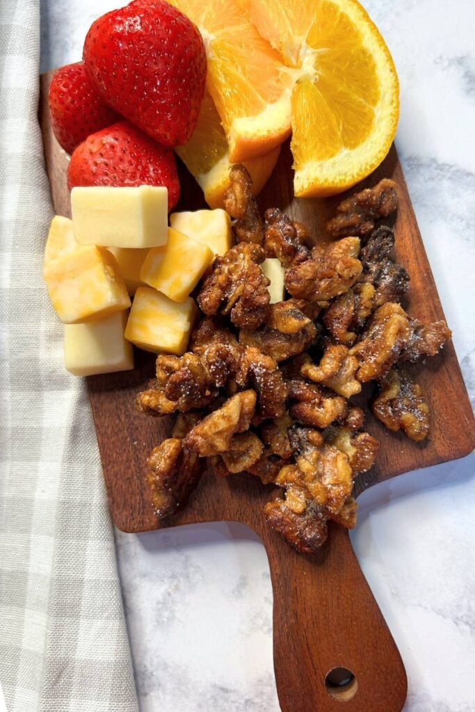 walnuts served with fruit and cheese