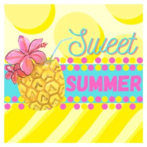 square metal summer sign with sweet pineapple