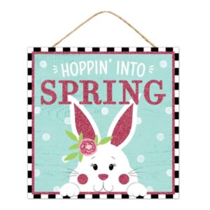 hoppin' in to spring bunny sign