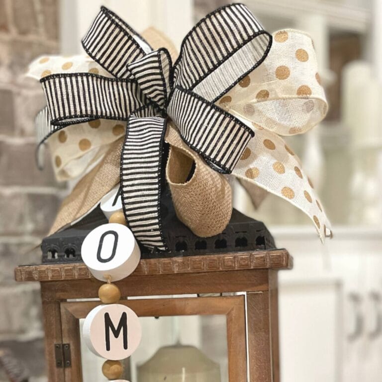 lantern bow or topper made with neutral every day ribbon styles