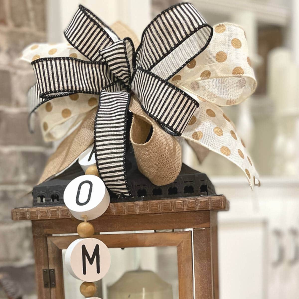 lantern bow or topper made with neutral every day ribbon styles