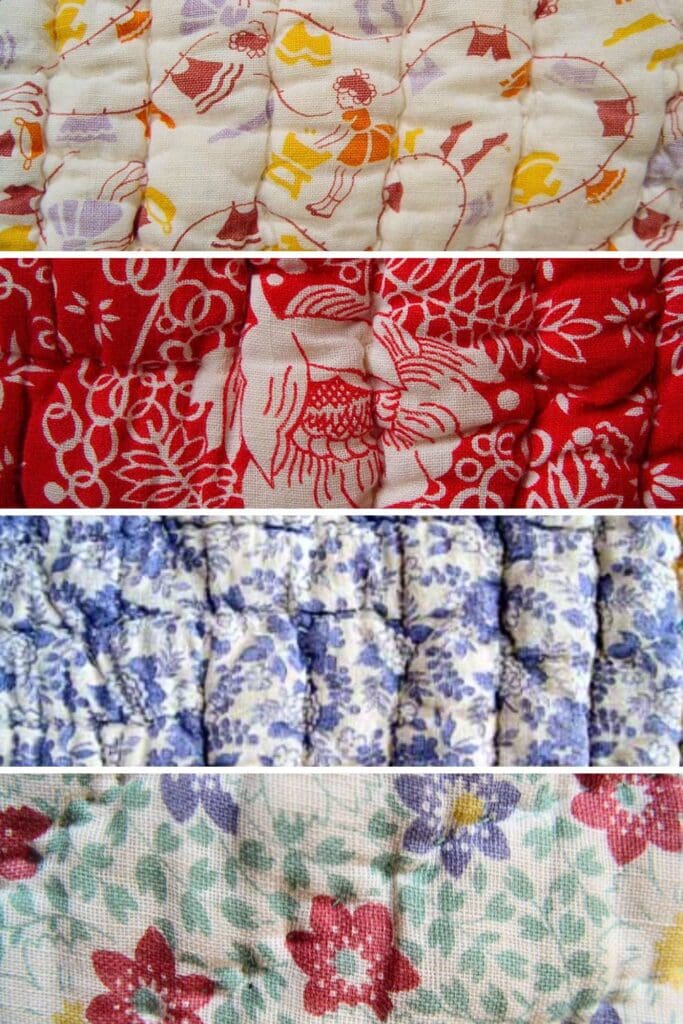 examples of feed sack patterns that were used to make quilts