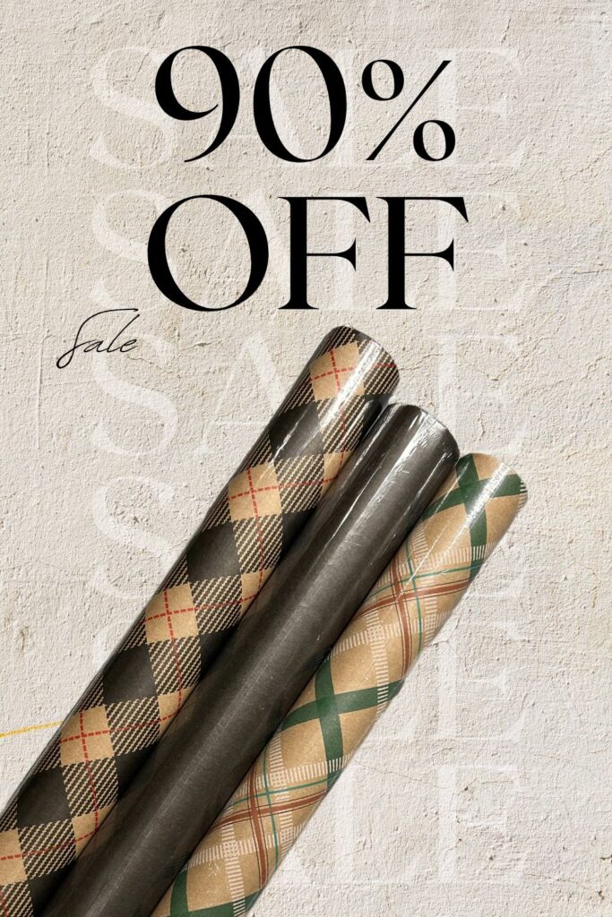 wrapping paper, black, tan plaids