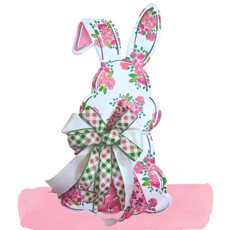 metal bunny bottom door hanger with bow