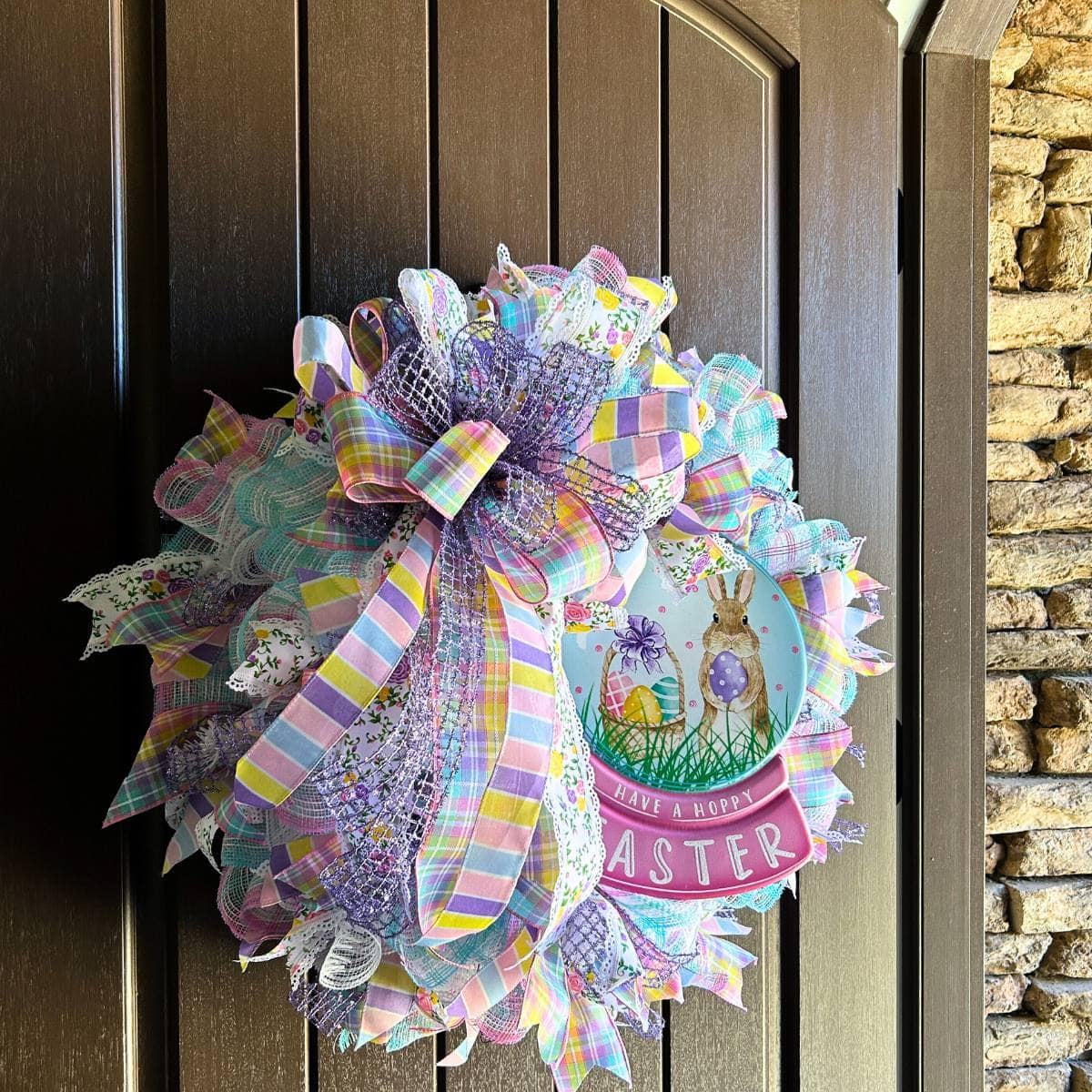 pastel deco mesh easter wreath tutorial