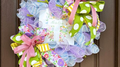 deco mesh easter wreath with he is risen sign