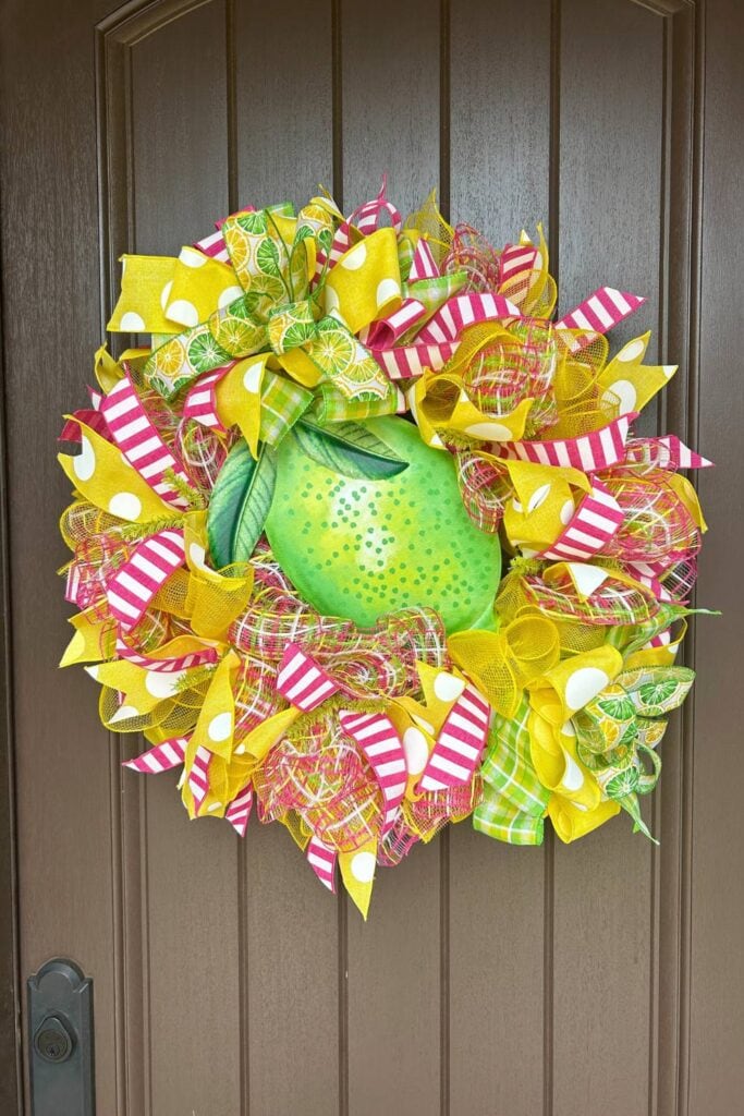 deco mesh ruffle wreath with lime sign