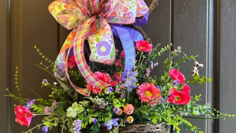 twig bunny wall basket