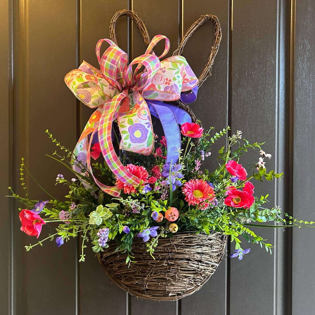 twig bunny wall basket