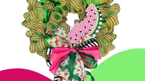 deco mesh watermelon ruffle wreath tutorial