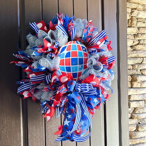 patriotic disco ball wreath by trendy tree