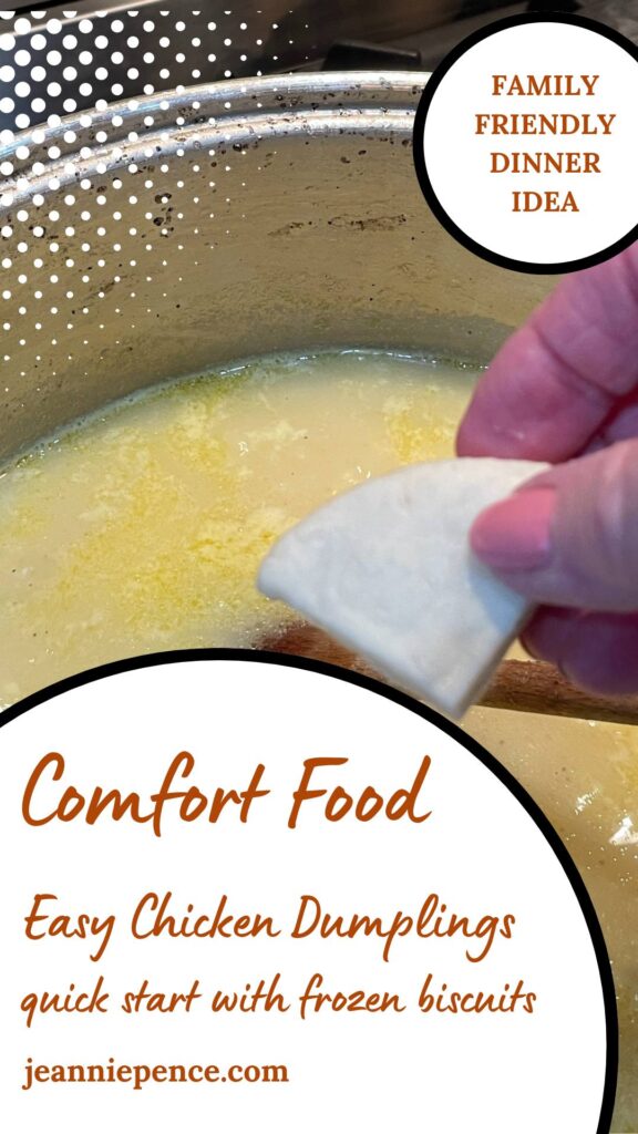 adding frozen biscuits to homemade chicken and dumplings