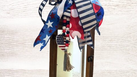 patriotic bow lantern topper red white blue ribbon with stars and stripes