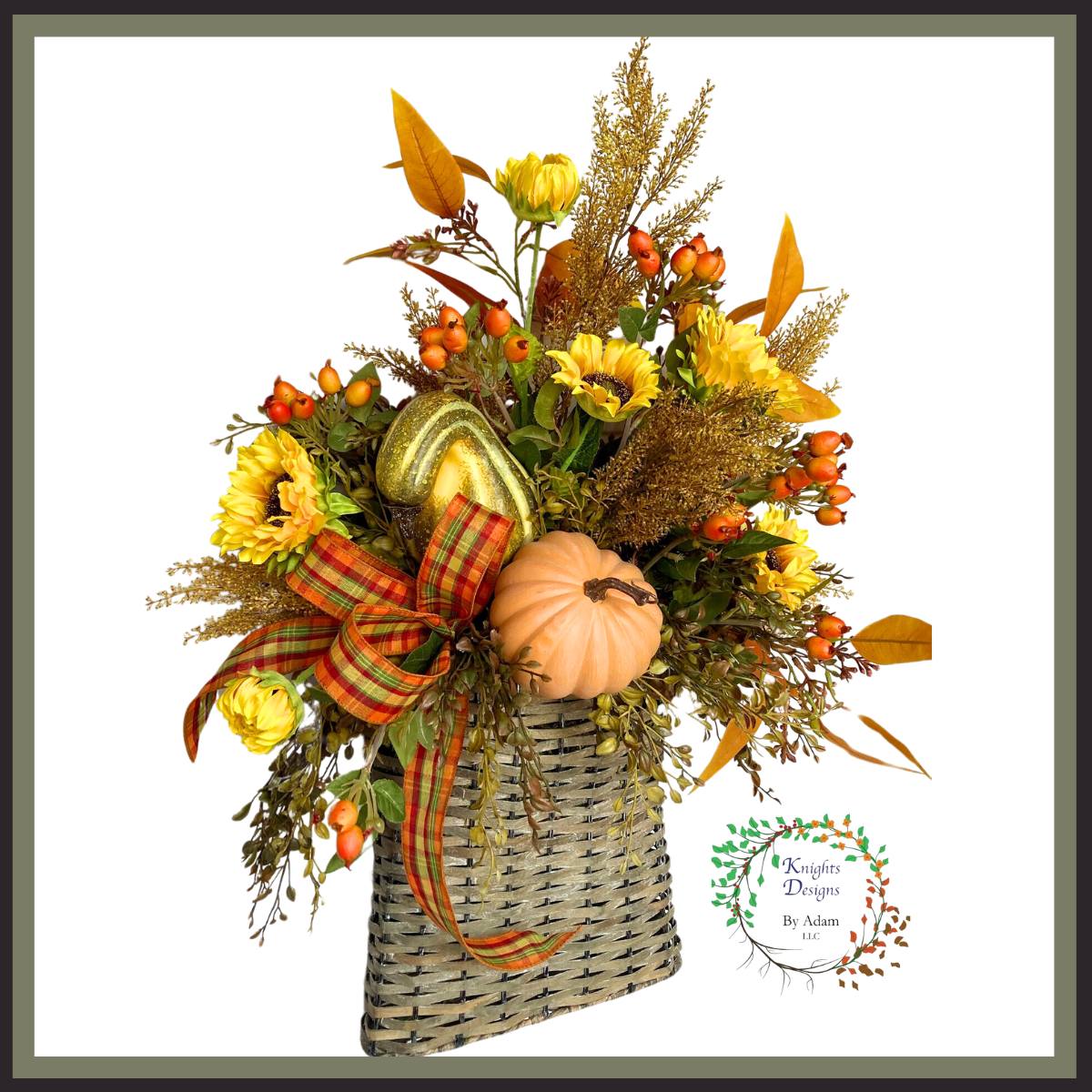 wall basket filled with fall flowers