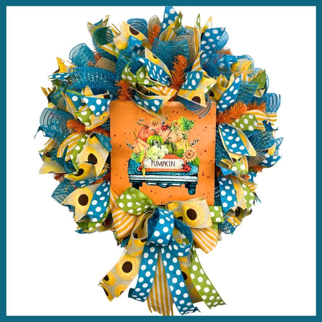 truck with pumpkins fall wreath