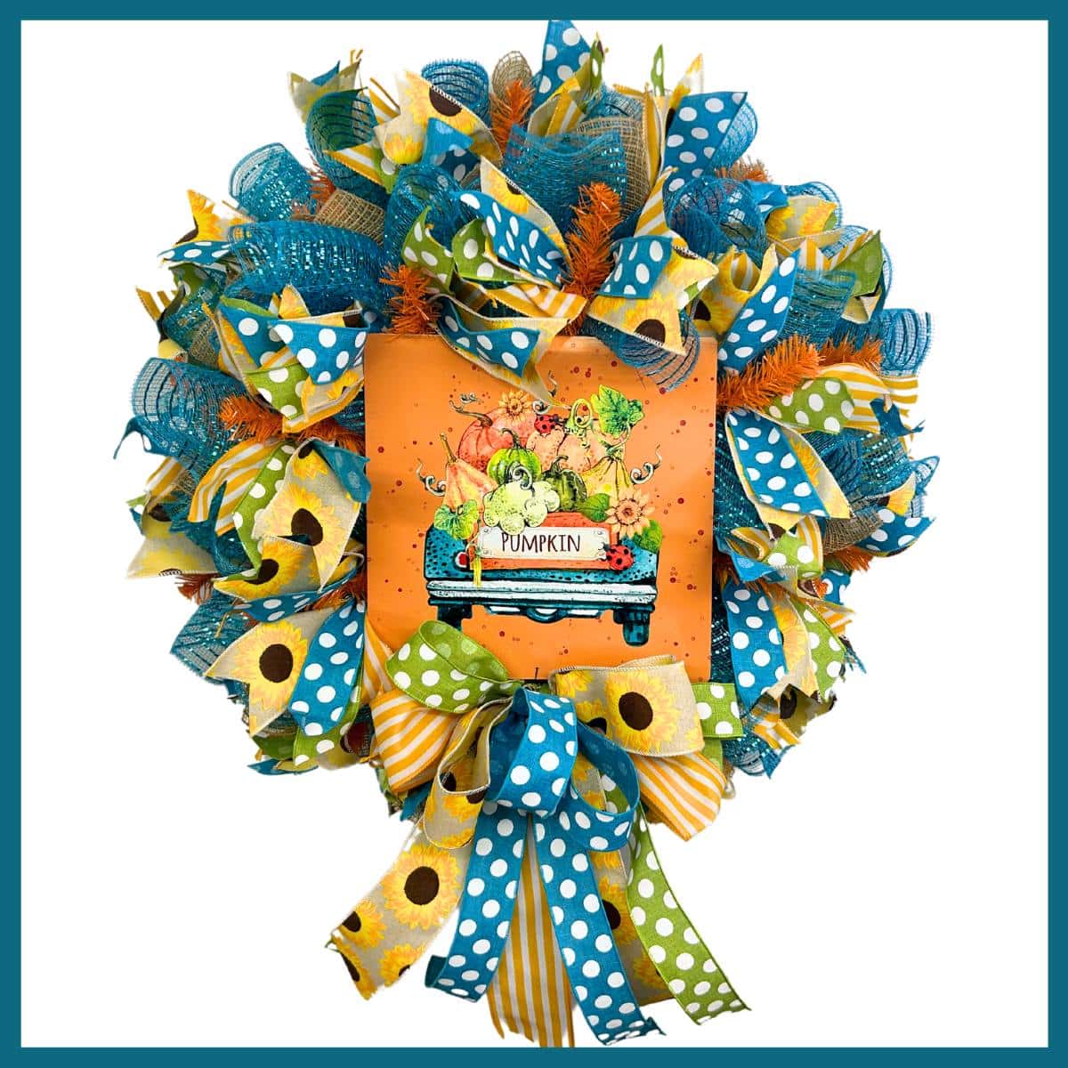 truck with pumpkins fall wreath