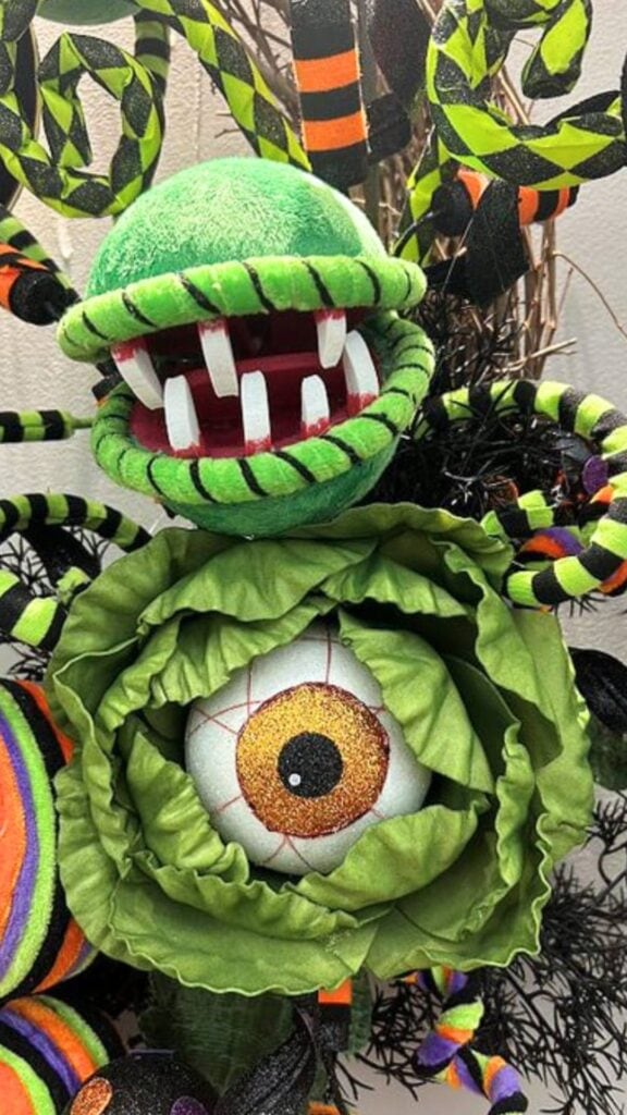 creepy cute halloween decor from trendy tree, eyeballs and little shop of horrors theme