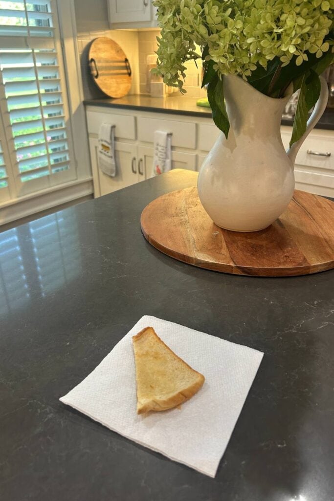 husband cooks breakfast left me a half piece of toast