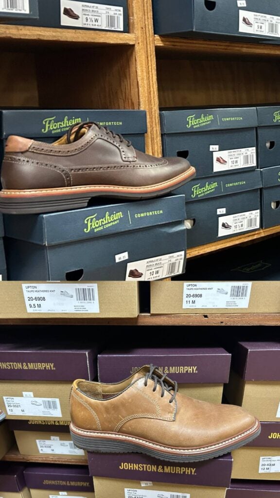 mens shoe section in williams brothers general store