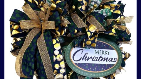 Stunning Hunter Green and Navy Christmas Wreath