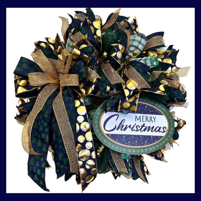 Stunning Hunter Green and Navy Christmas Wreath