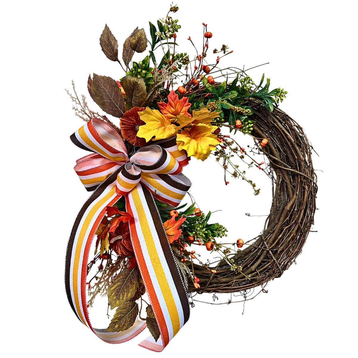 grapevine wreath with fall floral bundle you can attach and remove