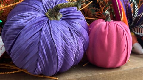 cover styrofoam pumpkins with fabric