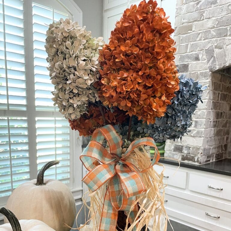 limelight dried hydrangeas spray painted in fall colors