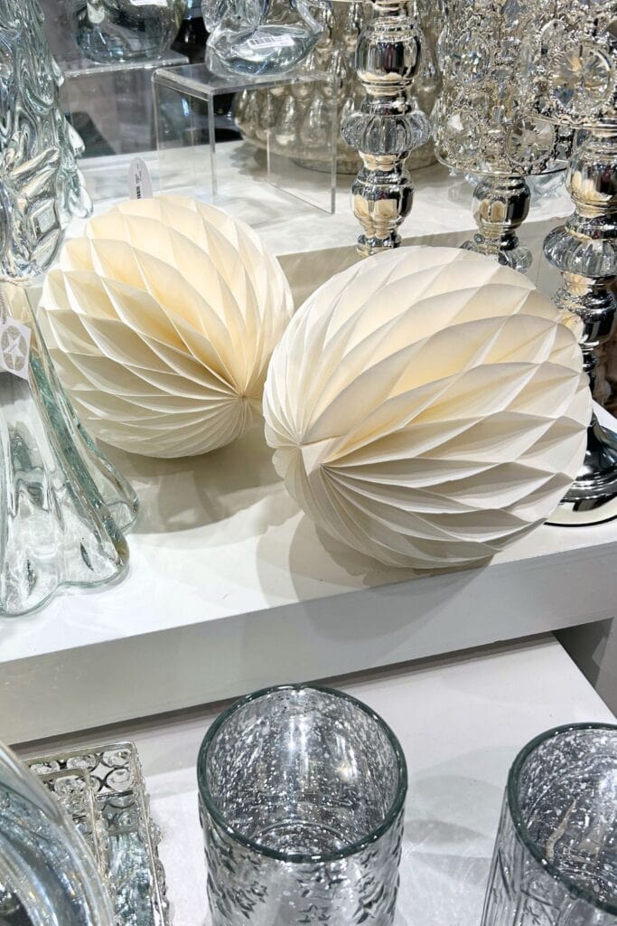 cream fold out paper ball christmas ornaments