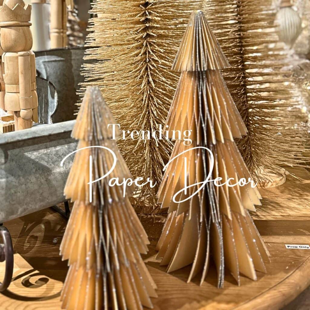 vintage paper Christmas decorations gold glitter paper trees