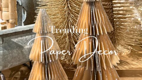 vintage paper Christmas decorations gold glitter paper trees