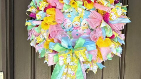 pastel snowman deco mesh christmas wreath tutorial