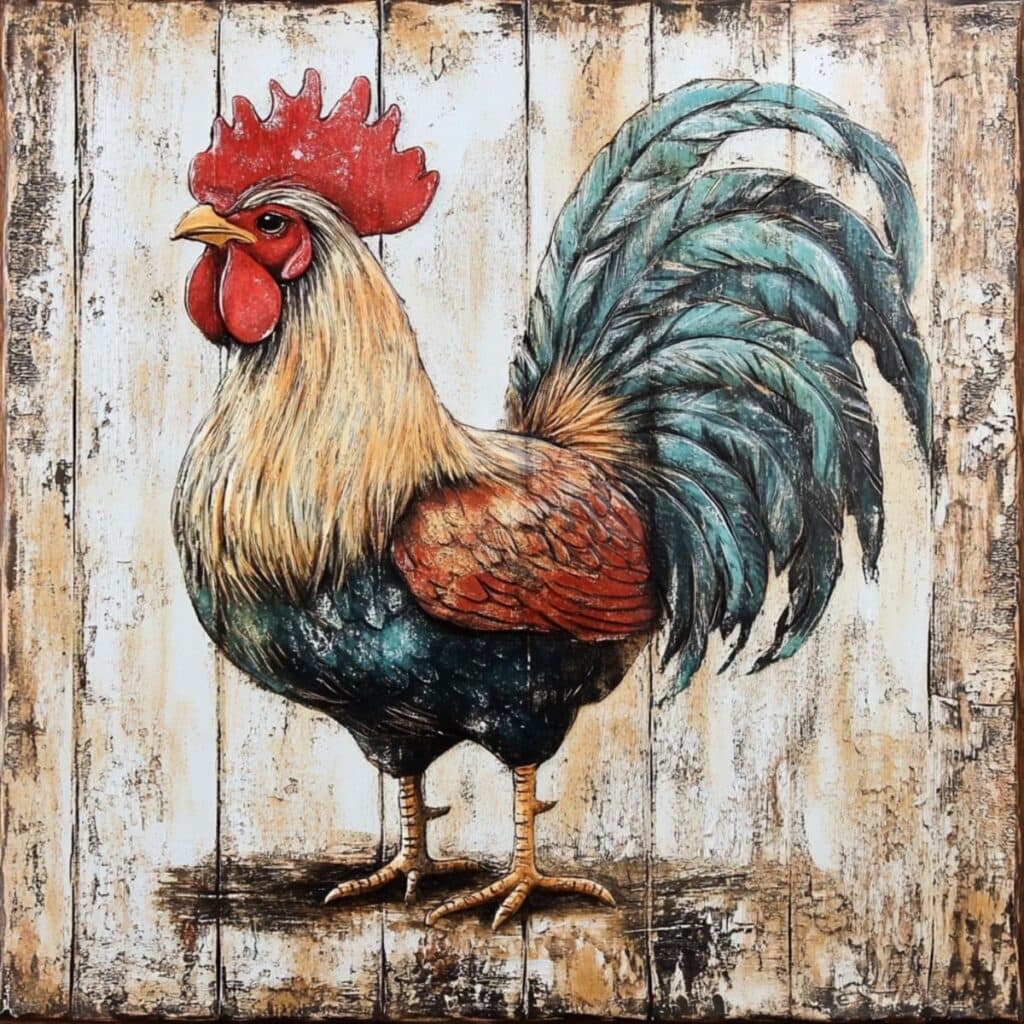 metal 10" x 10" rooster sign exclusive Trendy Tree design