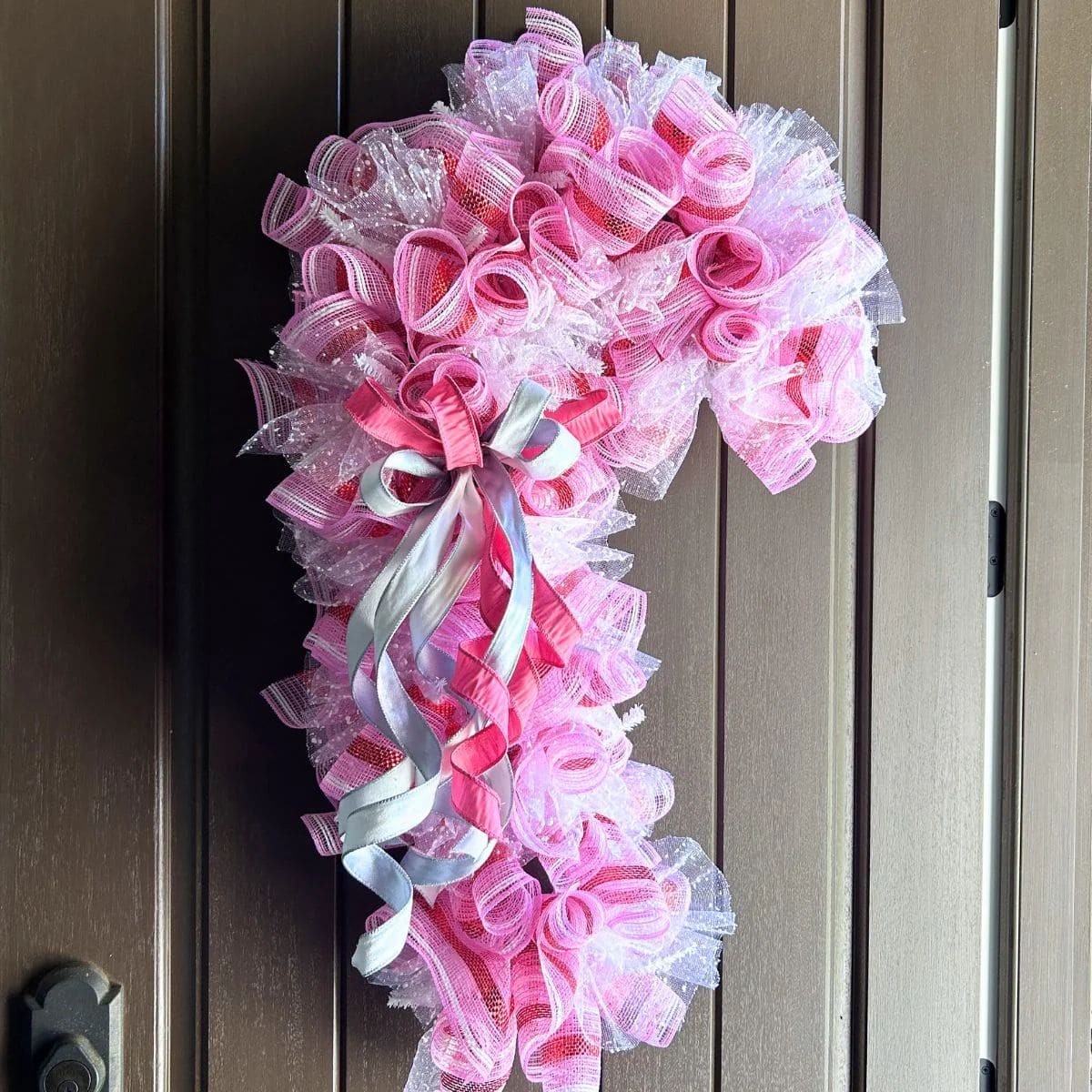 pink deco mesh candy cane wreath